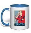 Mug with a colored handle Zero two royal-blue фото