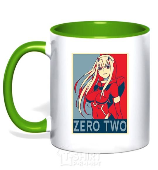 Mug with a colored handle Zero two kelly-green фото