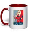 Mug with a colored handle Zero two red фото