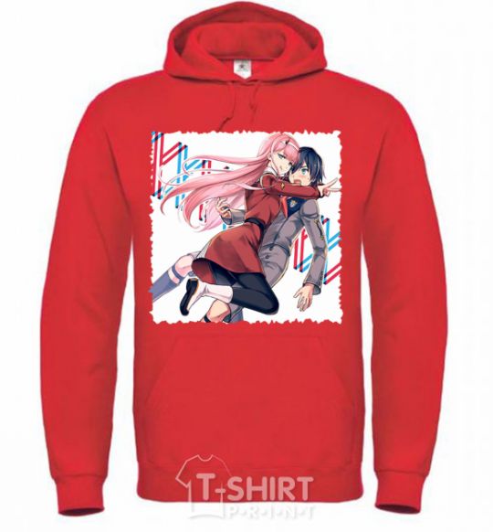 Men`s hoodie Darling in the franxx bright-red фото