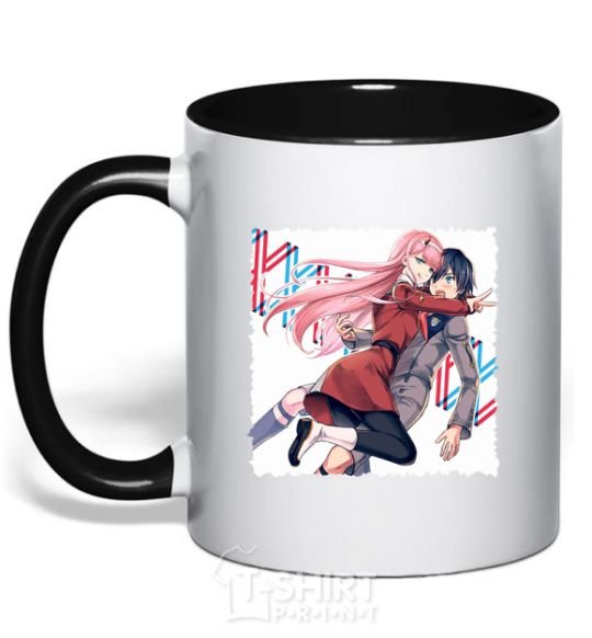 Mug with a colored handle Darling in the franxx black фото
