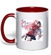 Mug with a colored handle Darling in the franxx red фото