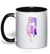 Mug with a colored handle Sailor moon with the cat black фото