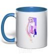 Mug with a colored handle Sailor moon with the cat royal-blue фото