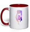 Mug with a colored handle Sailor moon with the cat red фото