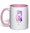Mug with a colored handle Sailor moon with the cat light-pink фото