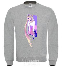 Sweatshirt Sailor moon with the cat sport-grey фото