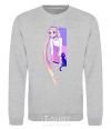 Sweatshirt Sailor moon with the cat sport-grey фото