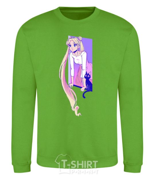 Sweatshirt Sailor moon with the cat orchid-green фото