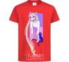 Kids T-shirt Sailor moon with the cat red фото