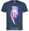 Men's T-Shirt Sailor moon with the cat navy-blue фото