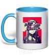 Mug with a colored handle Darling in the Franxx poster sky-blue фото