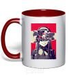 Mug with a colored handle Darling in the Franxx poster red фото