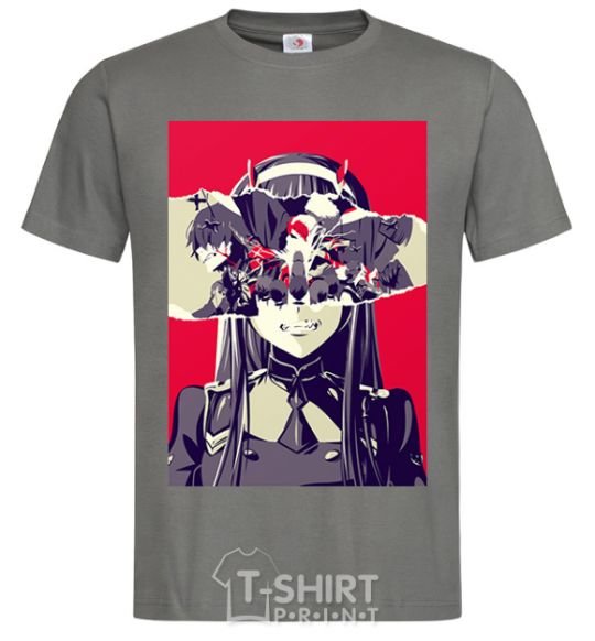 Men's T-Shirt Darling in the Franxx poster dark-grey фото