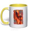 Mug with a colored handle Naruto print yellow фото