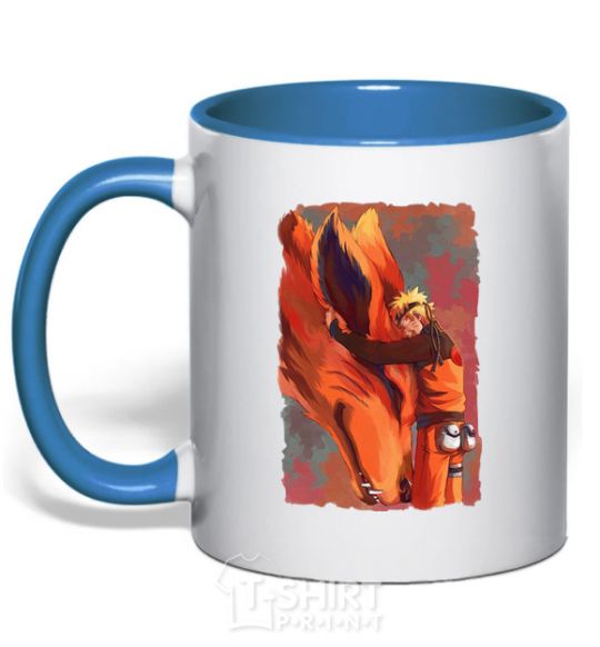 Mug with a colored handle Naruto print royal-blue фото
