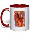 Mug with a colored handle Naruto print red фото