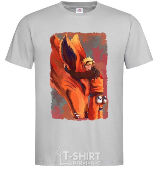 Men's T-Shirt Naruto print grey фото