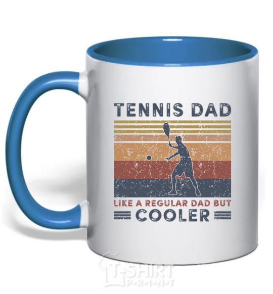 Чашка с цветной ручкой Tennis dad like a regular dad but cooler Ярко-синий фото