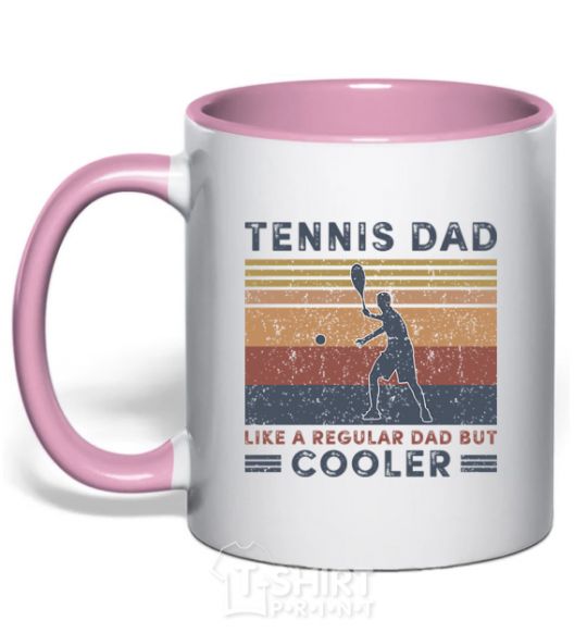 Mug with a colored handle Tennis dad like a regular dad but cooler light-pink фото