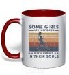 Mug with a colored handle Some girls are just born with tennis in their souls red фото