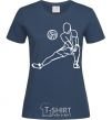 Women's T-shirt The figure of a volleyball player navy-blue фото