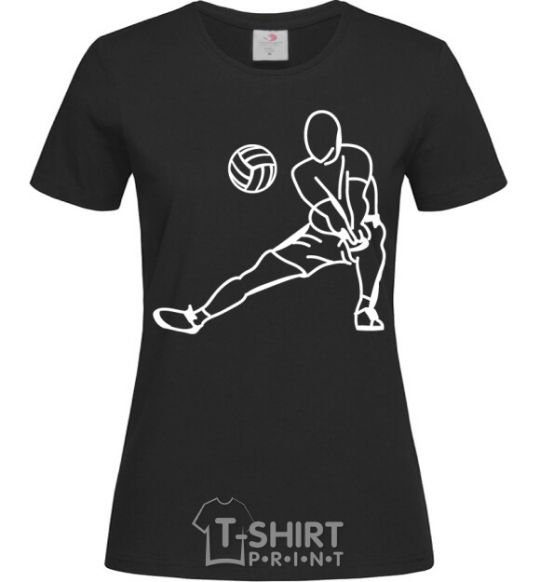 Women's T-shirt The figure of a volleyball player black фото