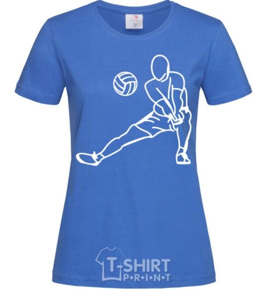 Women's T-shirt The figure of a volleyball player royal-blue фото