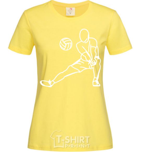 Women's T-shirt The figure of a volleyball player cornsilk фото