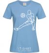 Women's T-shirt The figure of a volleyball player sky-blue фото