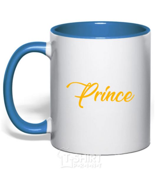 Чашка с цветной ручкой Prince yellow Ярко-синий фото