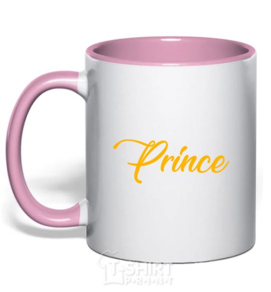 Чашка с цветной ручкой Prince yellow Нежно розовый фото