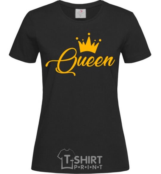 Women's T-shirt Queen yellow black фото