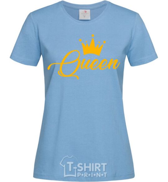 Women's T-shirt Queen yellow sky-blue фото