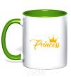 Mug with a colored handle Princess crown kelly-green фото
