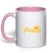 Mug with a colored handle Princess crown light-pink фото