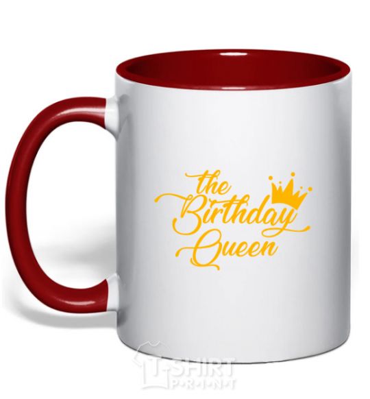 Mug with a colored handle The birthday queen red фото