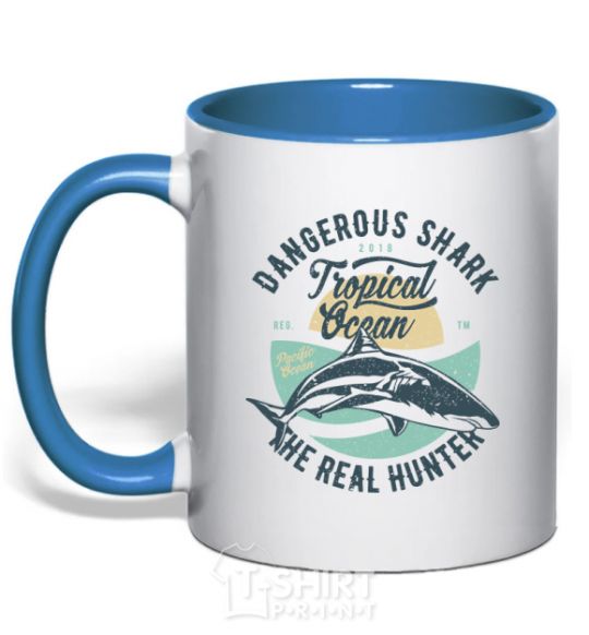 Чашка с цветной ручкой Dangerous Shark Ярко-синий фото