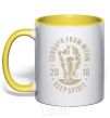 Mug with a colored handle Conquer From Within yellow фото