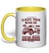 Mug with a colored handle Classic Truck yellow фото