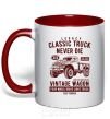 Mug with a colored handle Classic Truck red фото