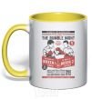 Mug with a colored handle Classic Boxing yellow фото