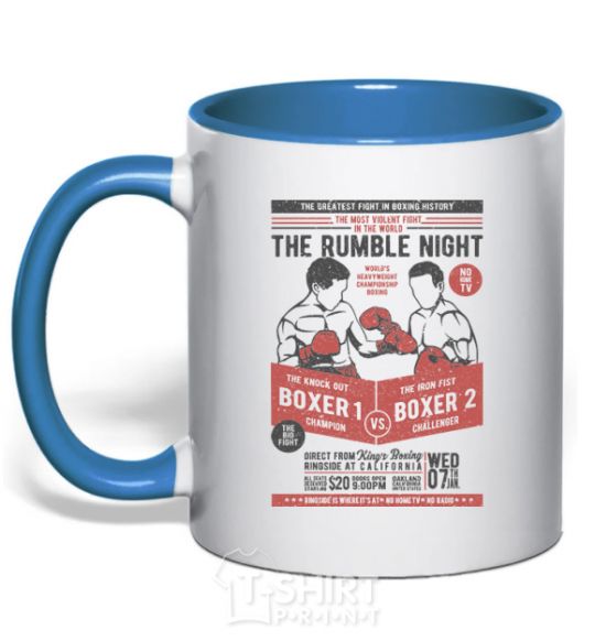 Mug with a colored handle Classic Boxing royal-blue фото