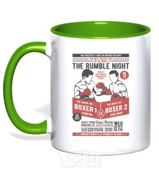 Mug with a colored handle Classic Boxing kelly-green фото
