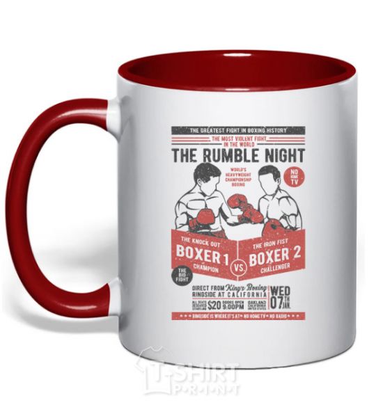 Mug with a colored handle Classic Boxing red фото