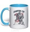 Mug with a colored handle Champions Cup Hockey sky-blue фото