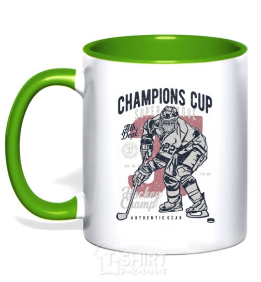 Mug with a colored handle Champions Cup Hockey kelly-green фото