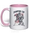 Mug with a colored handle Champions Cup Hockey light-pink фото