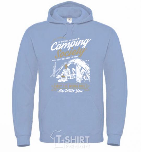 Men`s hoodie Camping Society sky-blue фото