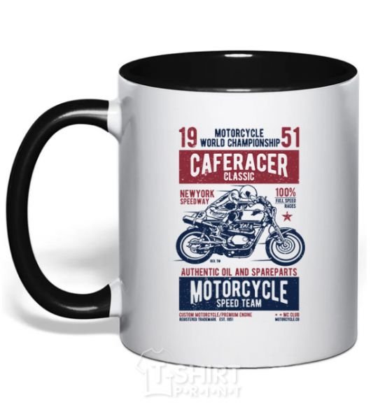 Mug with a colored handle Caferacer Classic Race black фото